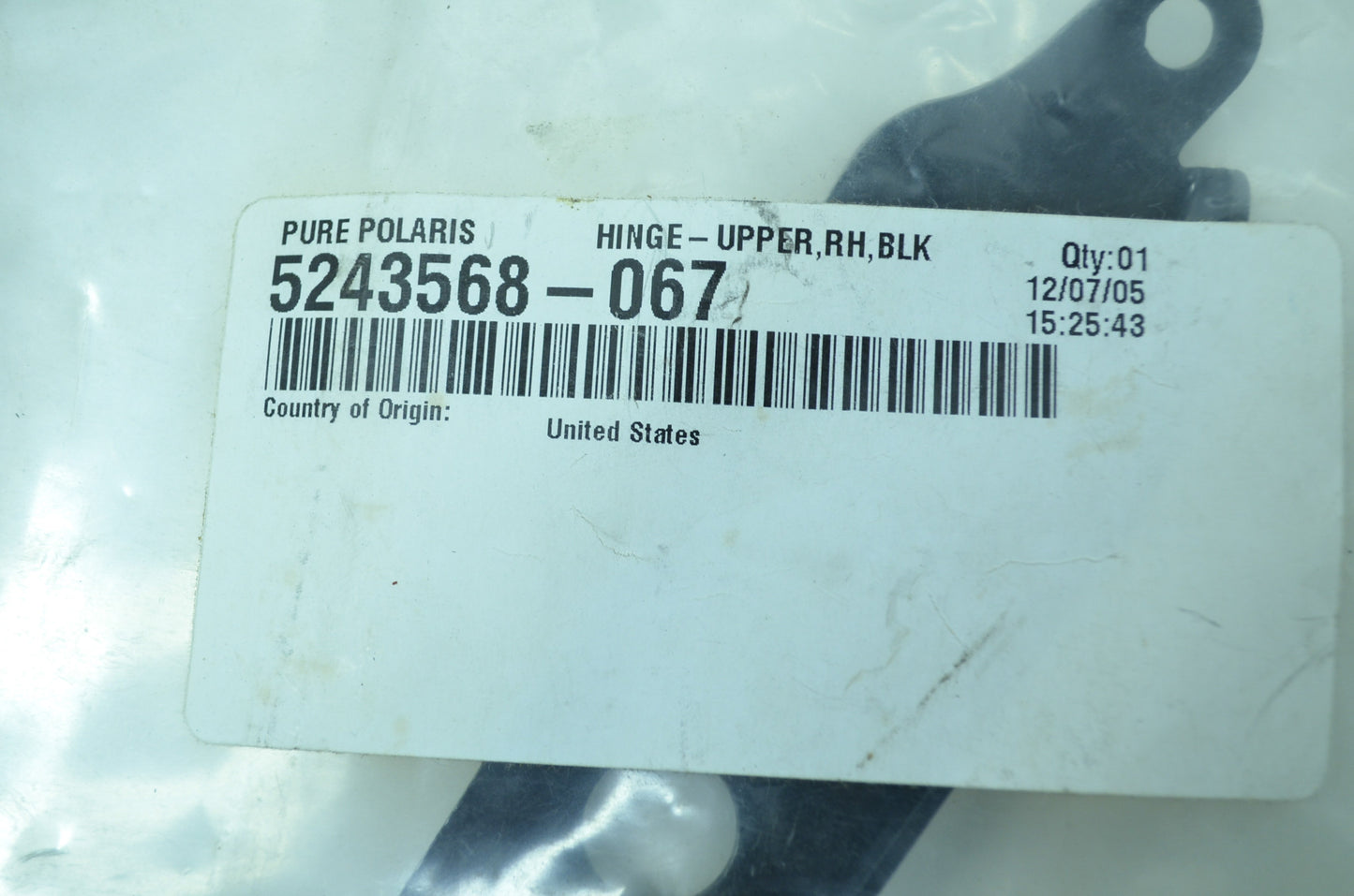 New OEM Polaris 5243568-067 Black Right Hand Upper Hinge NOS