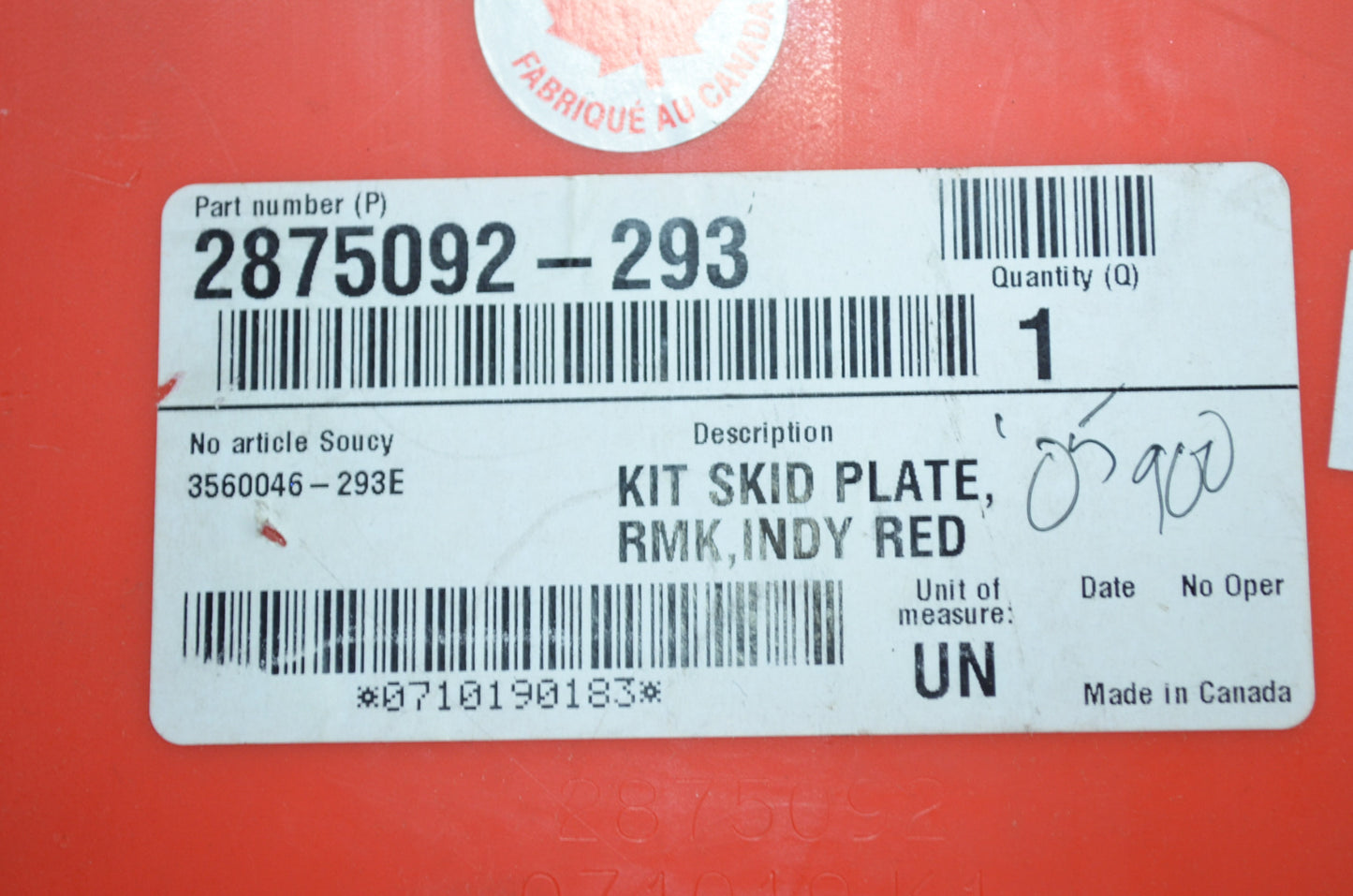 OEM Polaris 2875092-293 Skid Plate 2005-2008 IQ Models NOS