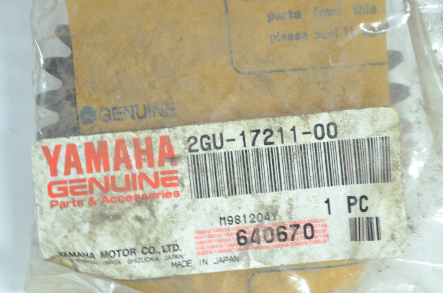 OEM Yamaha 2GU-17211-00-00 Wheel Gear 1ST NOS
