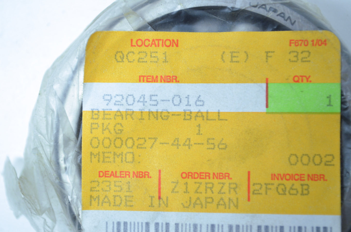 OEM Kawasaki 92045-016 Ball Bearing NOS