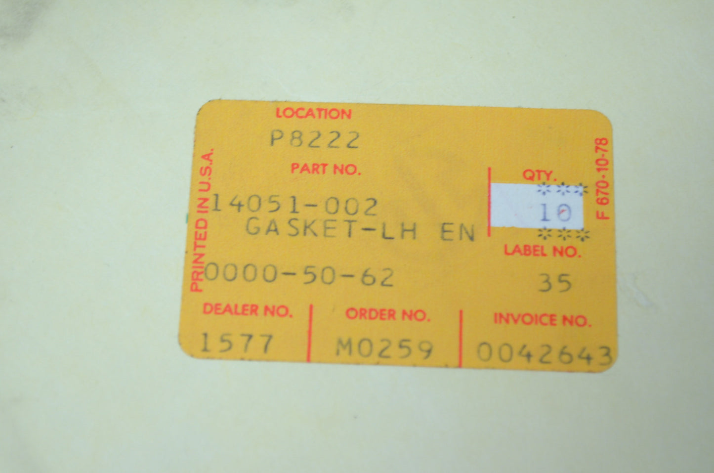 OEM Kawasaki 14051-002 Left Engine Cover Cap Gasket NOS