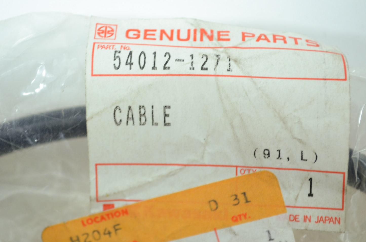 OEM Kawasaki 54012-1271 Closing Throttle Cable NOS