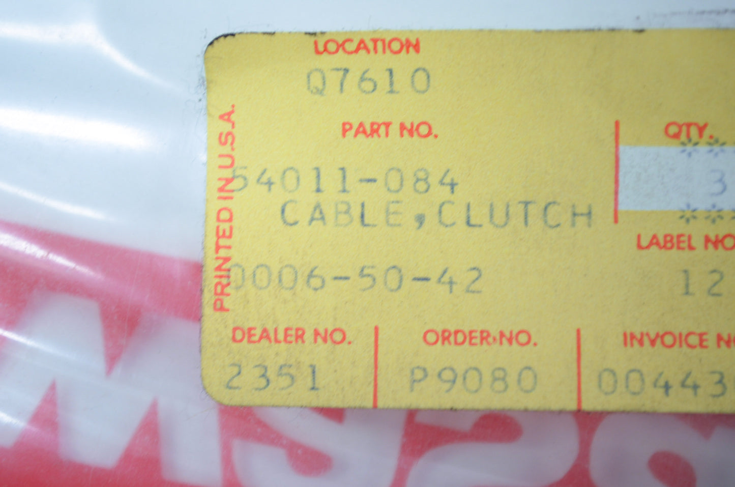 OEM Kawasaki 54011-084 Clutch Cable NOS