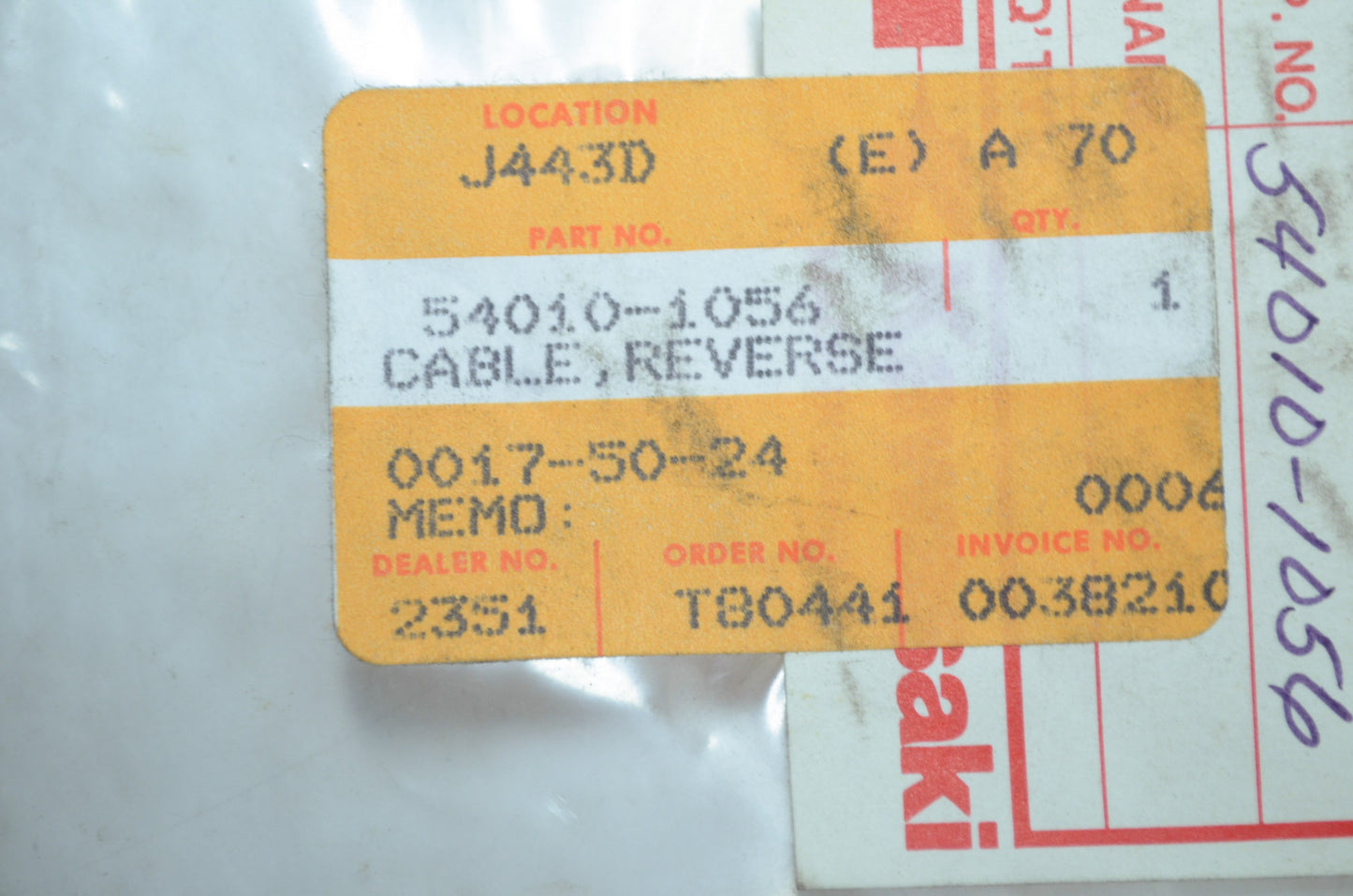 OEM Kawasaki 54010-1056 Reverse Cable NOS