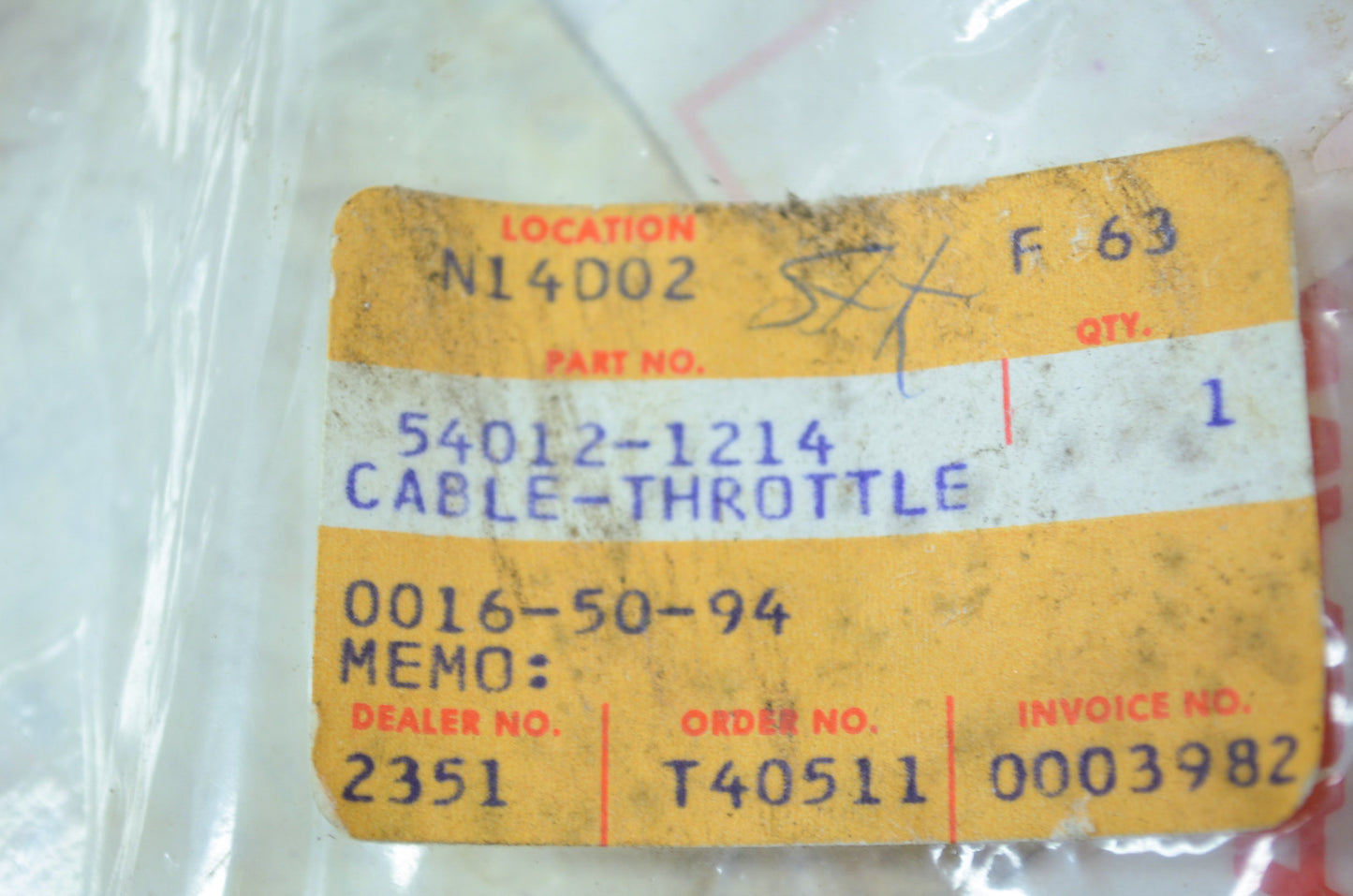 OEM Kawasaki 54012-1214 Throttle Cable NOS