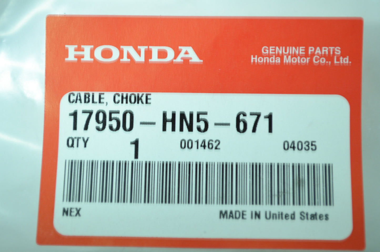 OEM Honda 17950-HN5-671 Choke Cable NOS