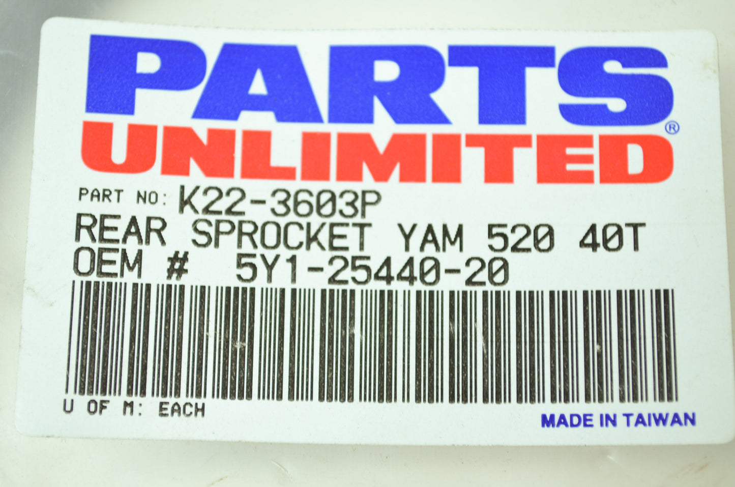 NEW Parts Unlimited Yamaha Sprocket 40T 2008-2012 YFM250 Raptor 5Y1-25440-20, K2