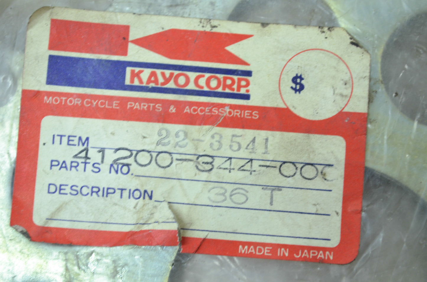 NEW Kayo Co Honda Sprocket 36T CB350 41200-344-000 NOS