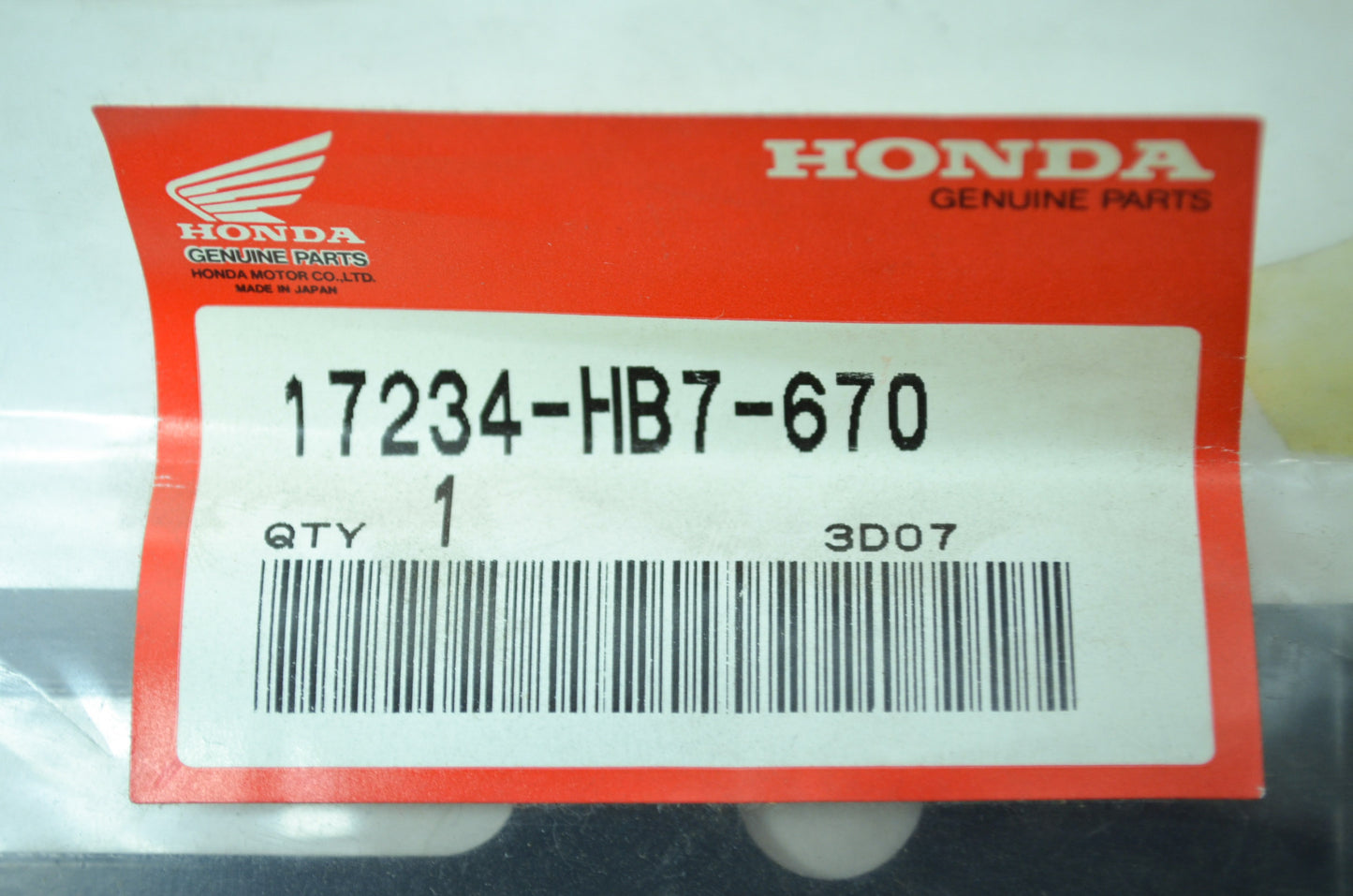 OEM Honda 17234-HB7-670 Plate B NOS