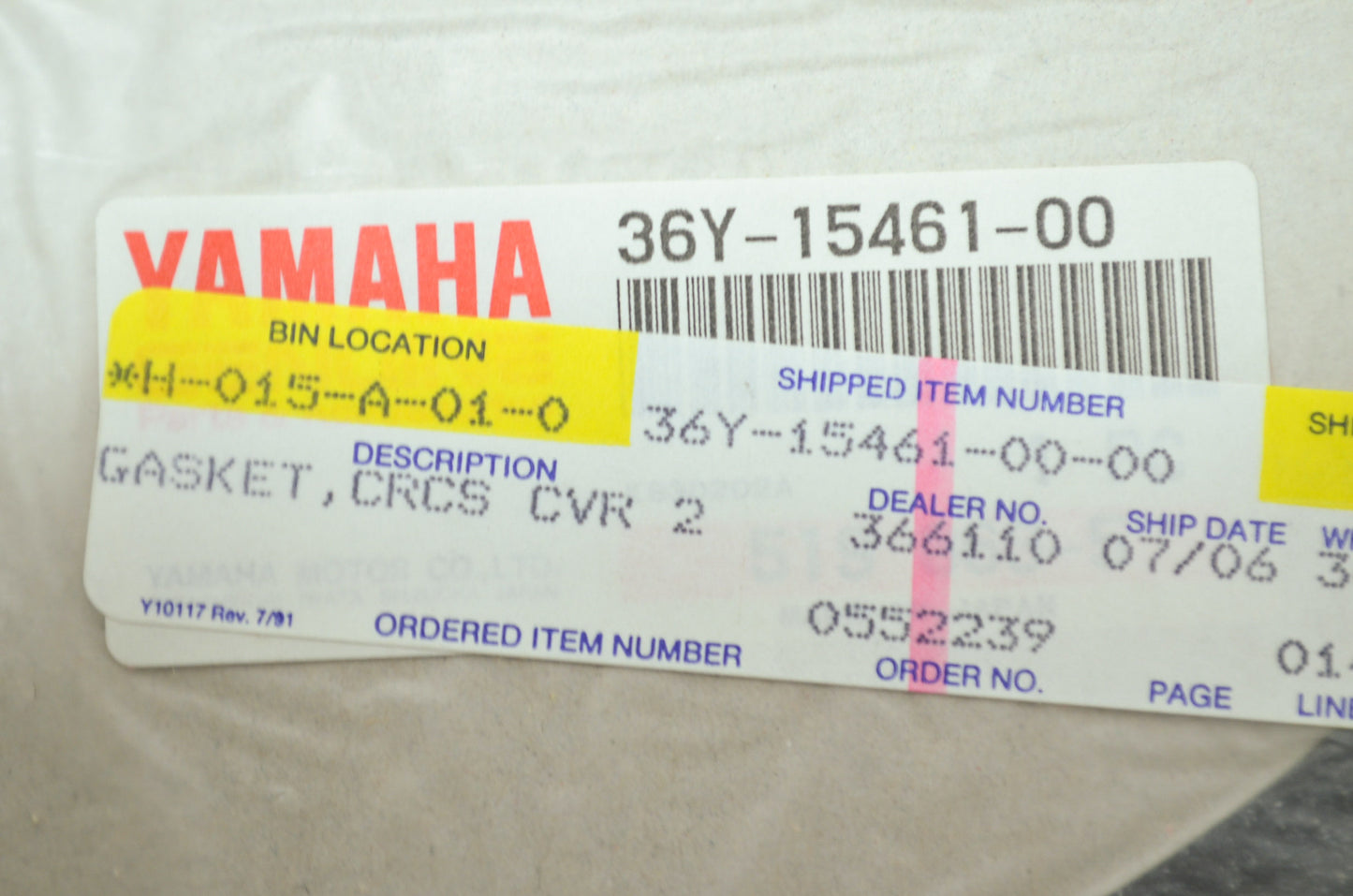 OEM Yamaha 36Y-15461-00-00 Crankcase Cover Gasket 2 NOS