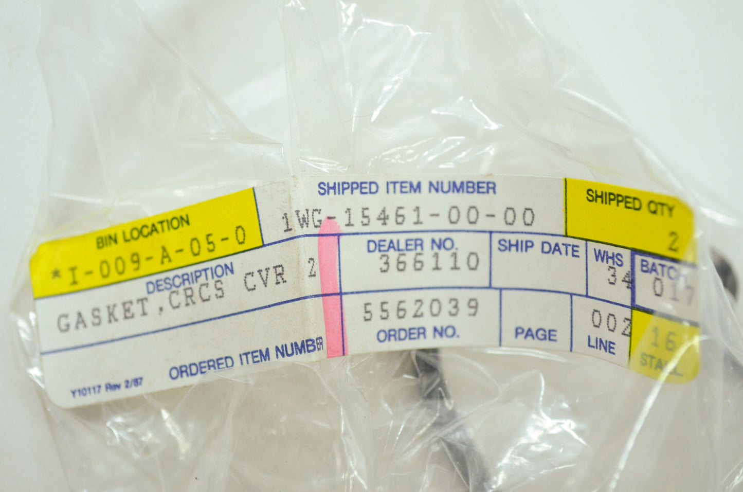 OEM Yamaha 1WG-15461-00-00 Crankcase Cover Gasket 2 NOS