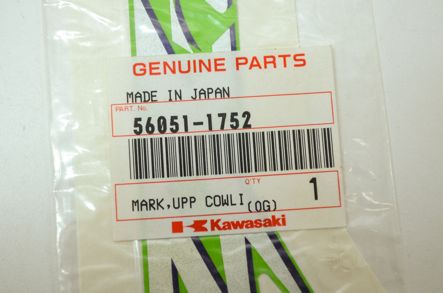 NEW OEM Kawasaki Upper Cowl Decal 1998 ZX900 Ninja ZX-9R 56051-1752 NOS