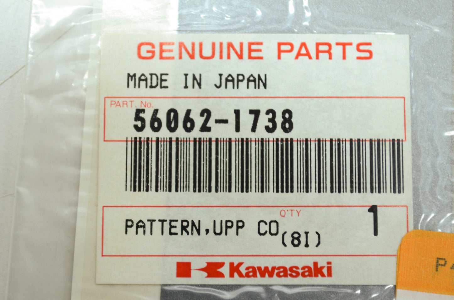 OEM Kawasaki 56062-1738 Left Upper Cowling Pattern NOS