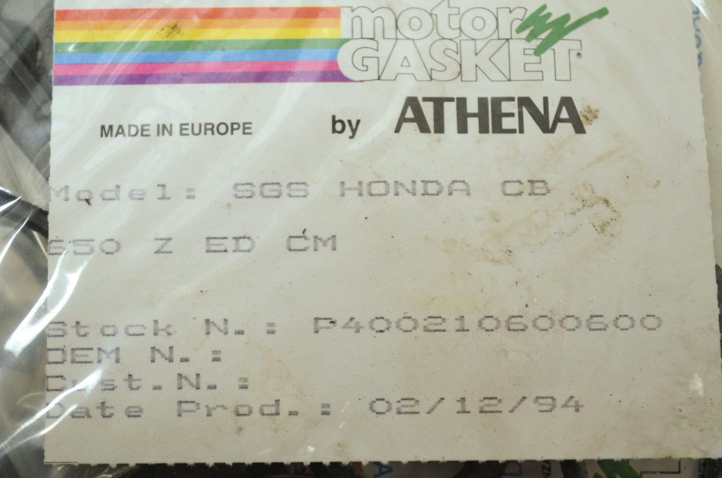 NEW OEM Honda Gasket Set SGS CB650 Z ED CM P400210600600 NOS