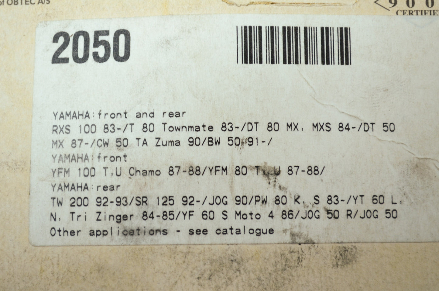 NEW SBS Yamaha Brake Pad Kit Front Rear RXS100 MX80 DT50 Zuma 518G NOS