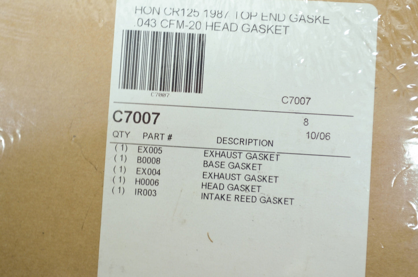 NEW Cometic Honda Top End Gasket Set 1998 CR125 C7007 NOS