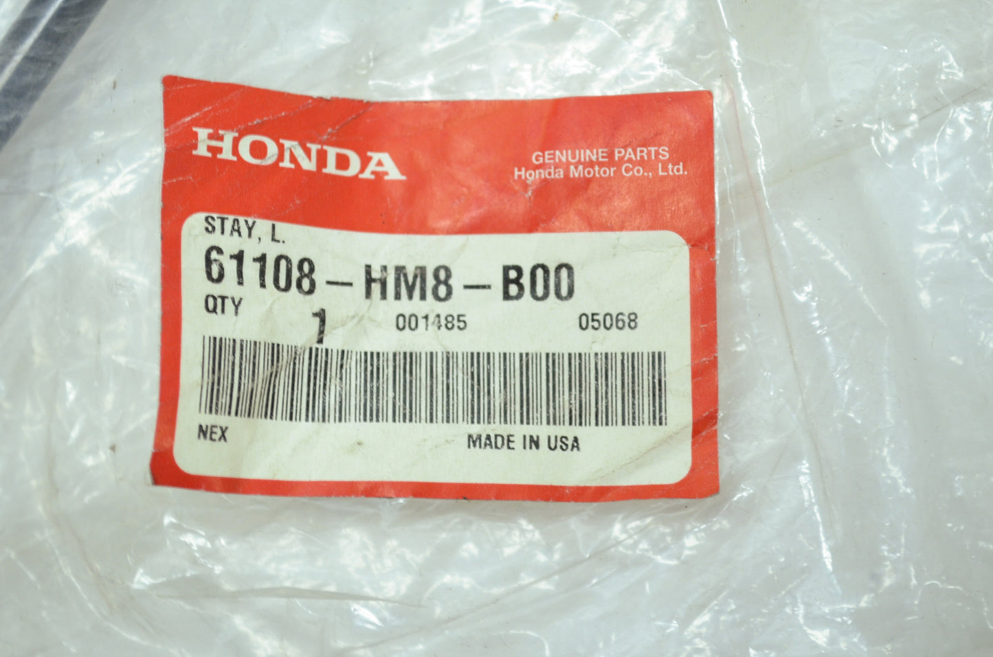 OEM Honda 61108-HM8-B00 Left Stay NOS