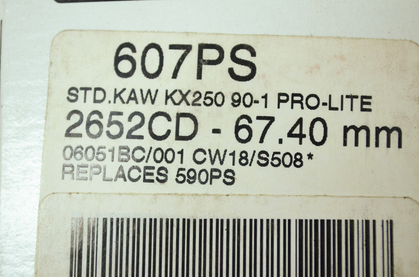 NEW Wiseco Kawasaki Piston Standard 67.40mm 1990-1991 KX250 607PS NOS