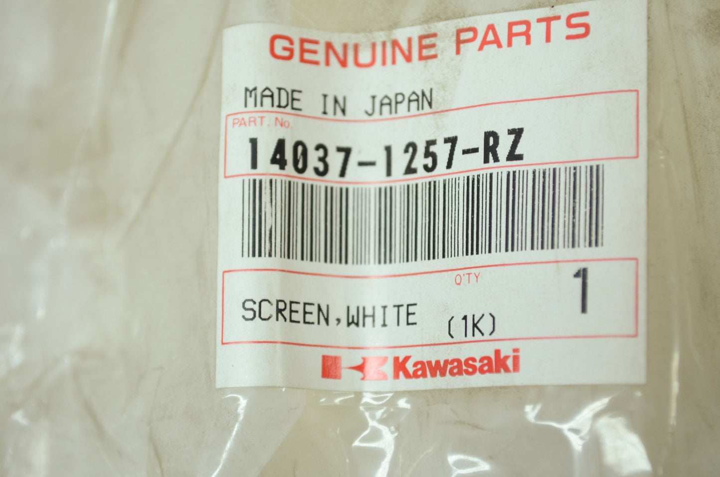 OEM Kawasaki 14037-1257-RZ Screen NOS