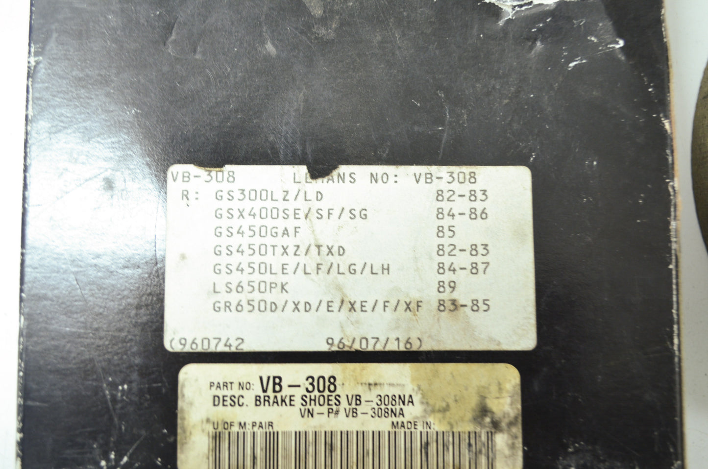 NEW Vesrah Suzuki Brake Pad Kit GSX250 LTA400 LTF400 ST400 VB-308 NOS