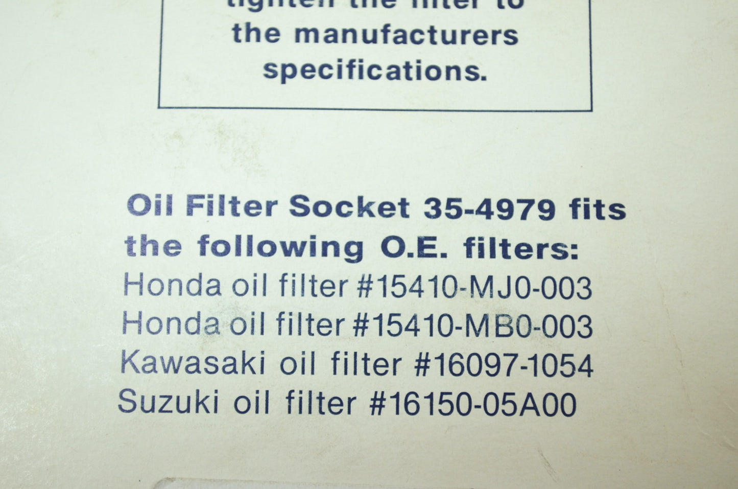 NEW K&L Oil Filter Wrench Suzuki Kawasaki Honda 35-4979 NOS