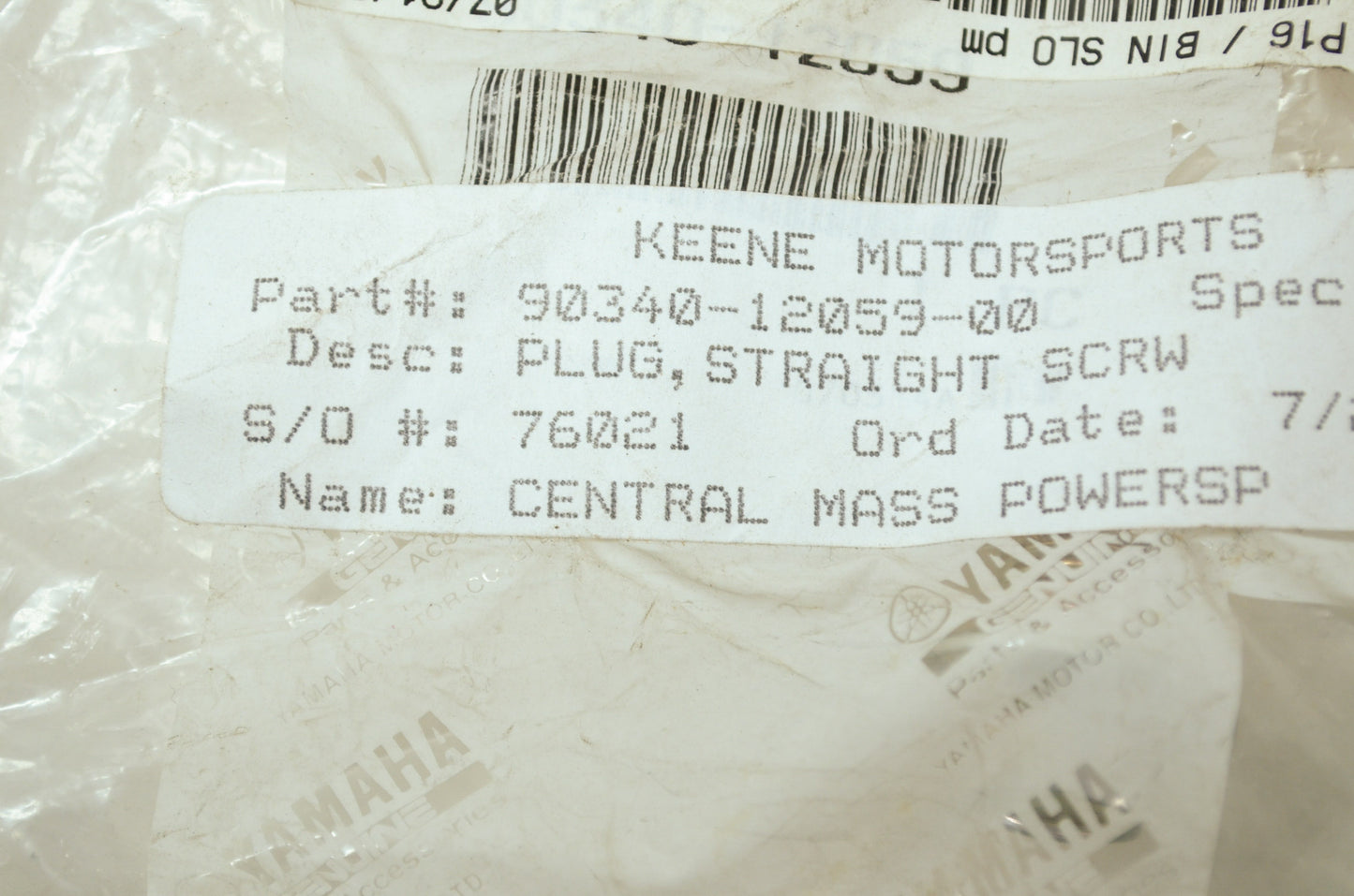 OEM Yamaha 90340-12059-00 Straight Screw Plug NOS