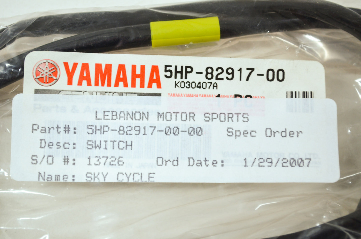 OEM Yamaha 5HP-82917-00-00 Switch NOS