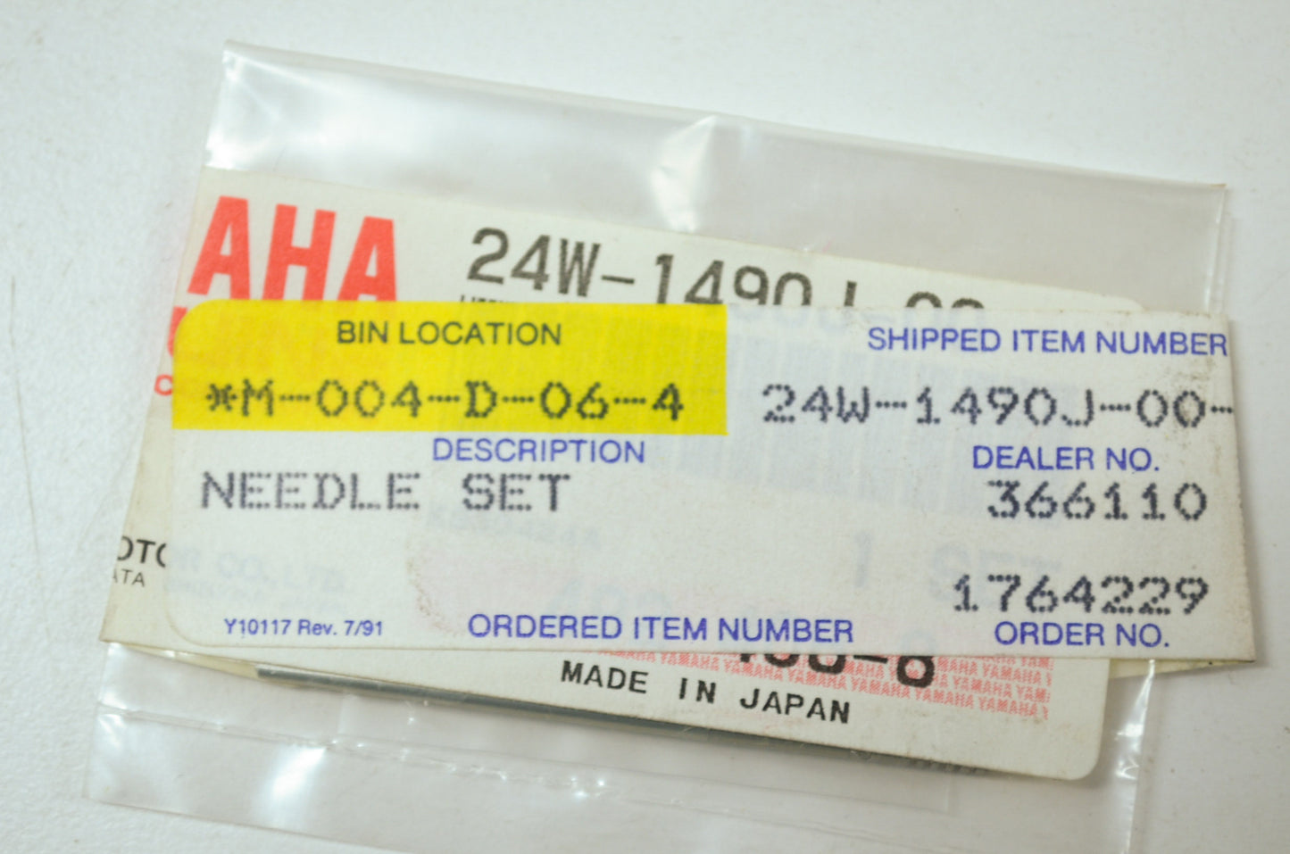 OEM Yamaha 24W-1490J-00-00 Needle Set NOS