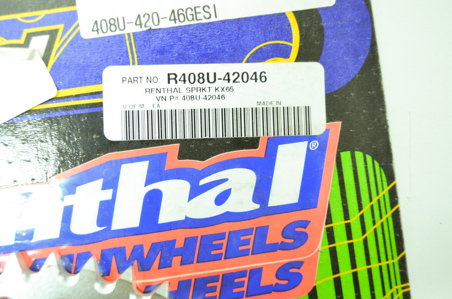 NEW Renthal Kawasaki Sprocket 46T KX65 A1 A2 A3 408U-420-46GESI NOS