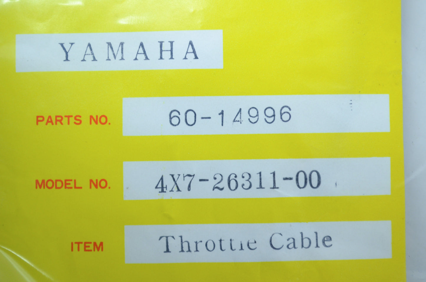 NEW W.S. Yamaha Throttle Cable 1983 XJ750 Maxim 4X7-26311-00 NOS