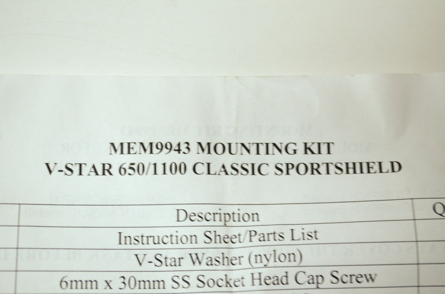 NEW Memphis Shades Yamaha V Star Windshield Mount Kit MEM9943 NOS