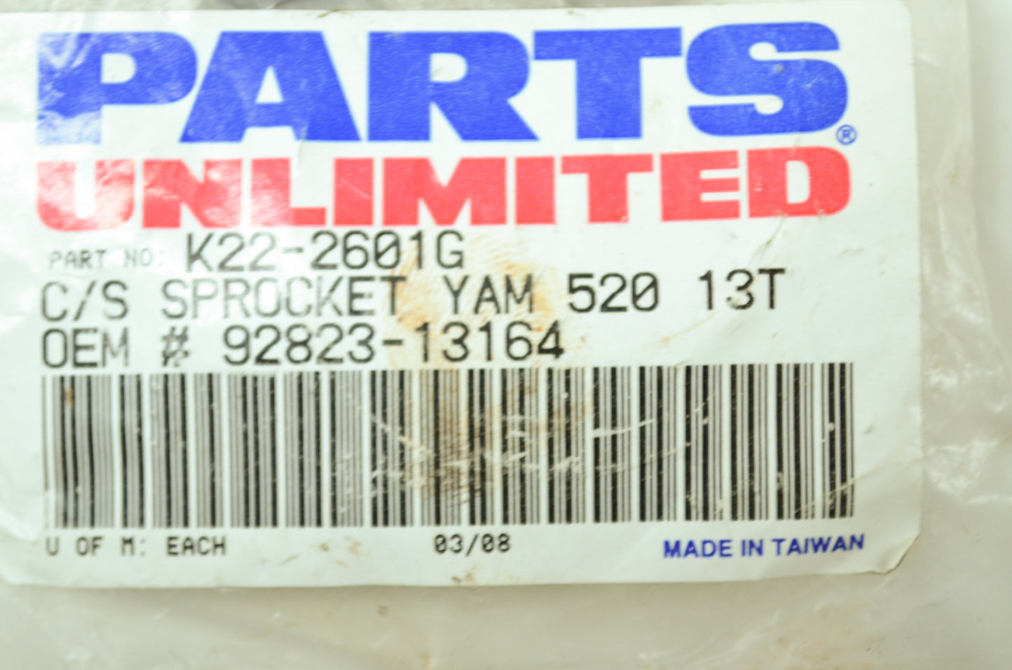 NEW Parts Unlimited Yamaha Sprocket 13T 520-60 92823-13164, K22-2601G NOS