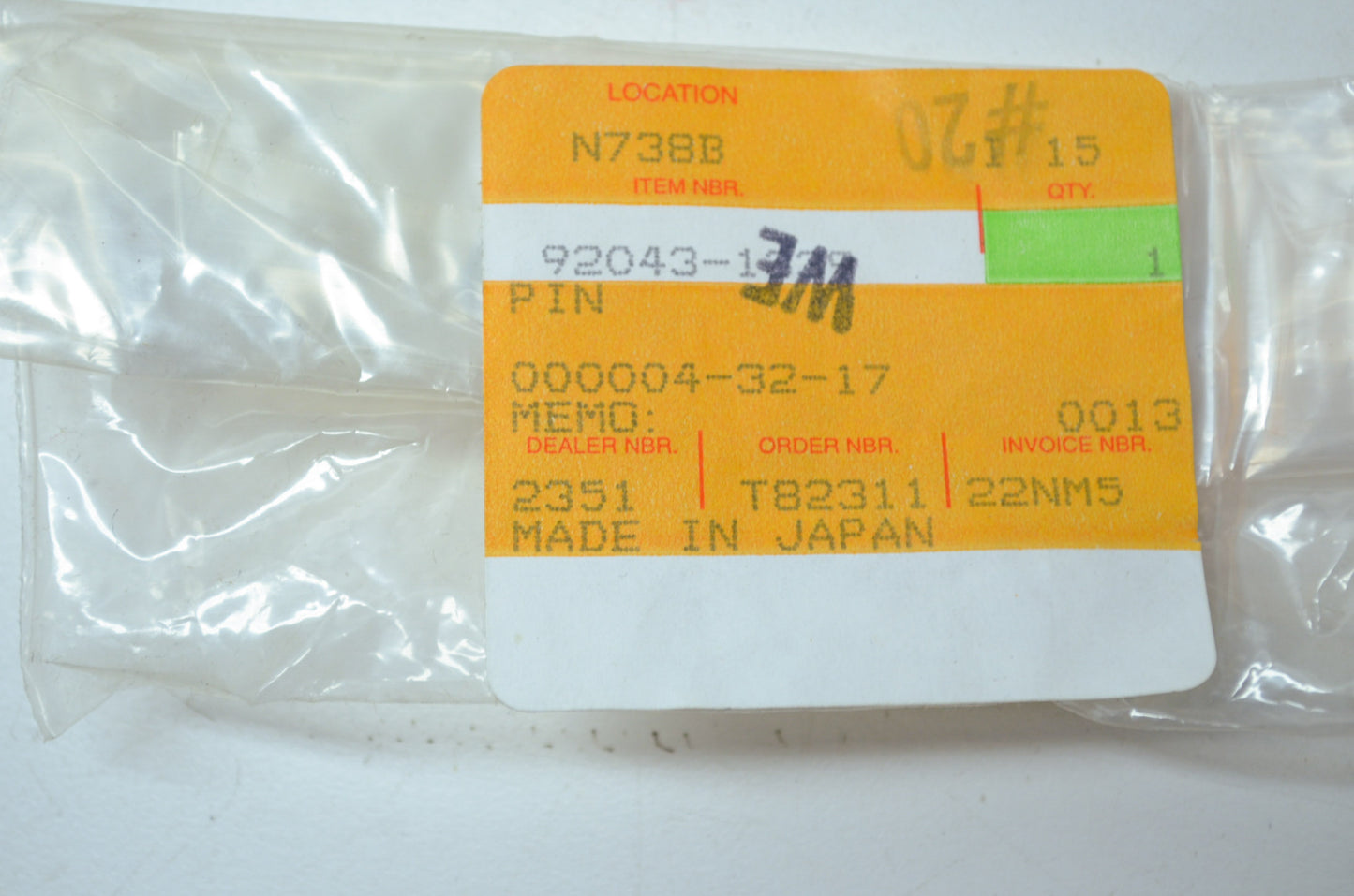 OEM Kawasaki 92043-1339 Pin NOS