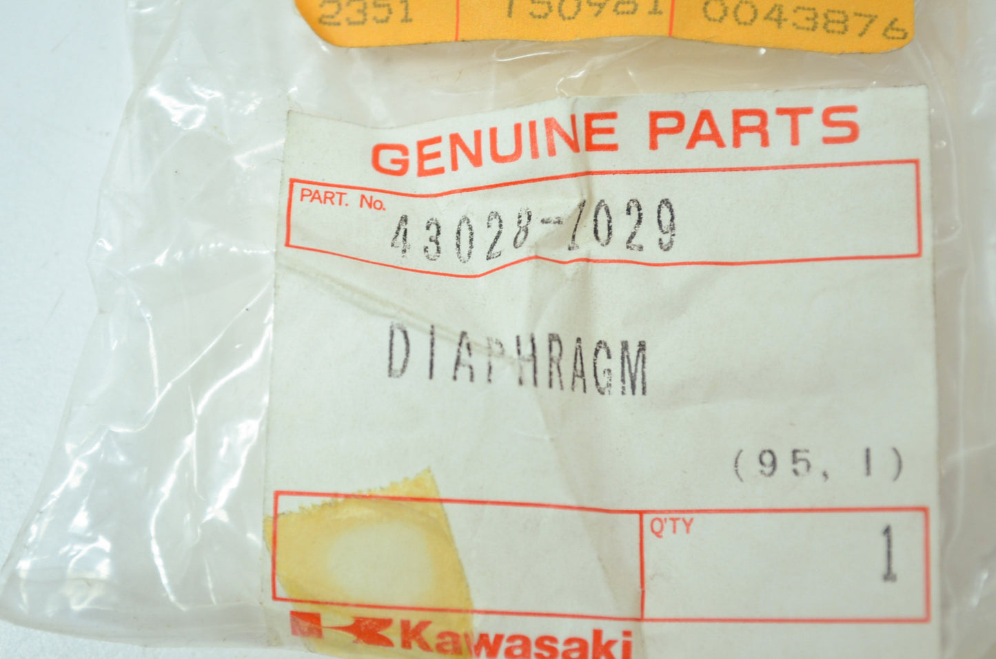 NEW OEM Kawasaki Master Cylinder Diaphragm 454 LTD KZ1000 Vulcan 43028-1029 NOS