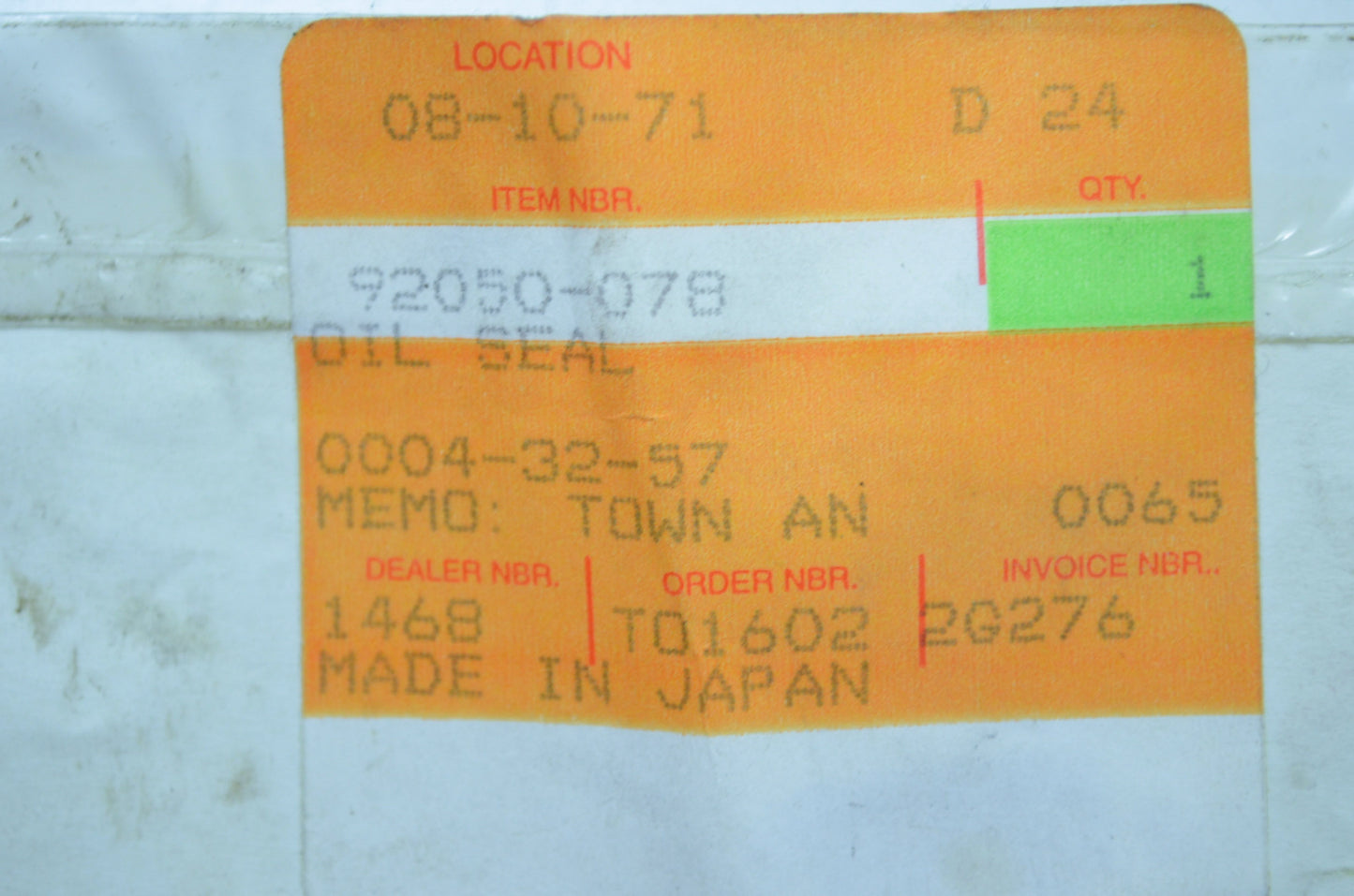 OEM Kawasaki 92050-078 Oil Seal NOS