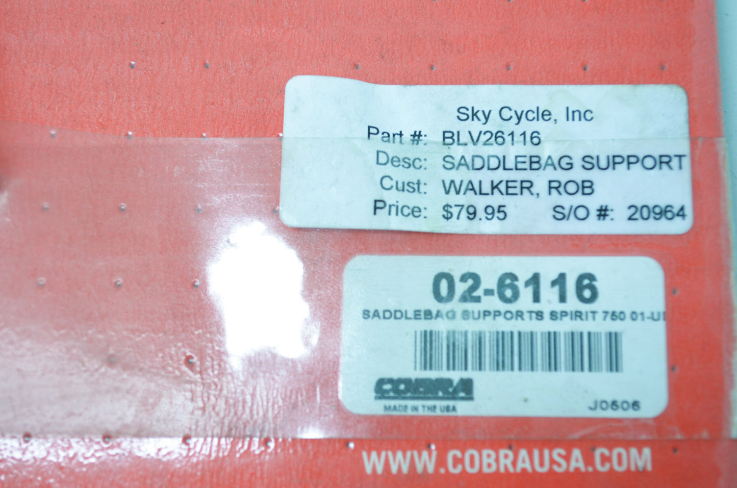 NEW Cobra Saddlebag Support 01-03 Honda Spirit 02-6116, BLV26116 NOS