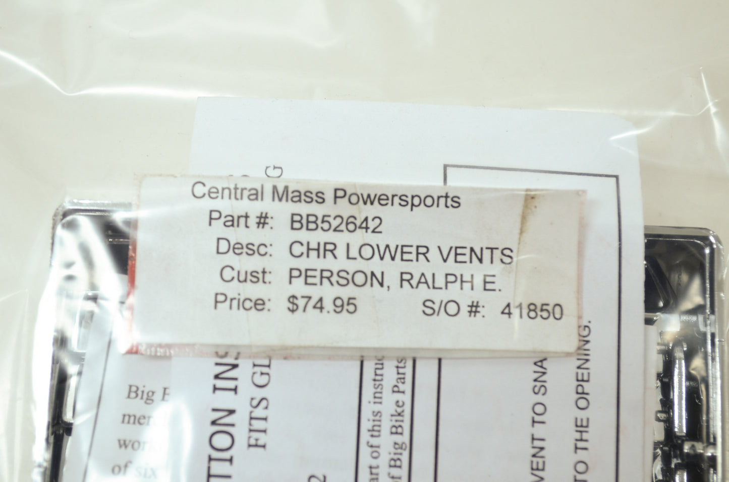 NEW Show Chrome Lower Vents BB52642, 52-642 NOS