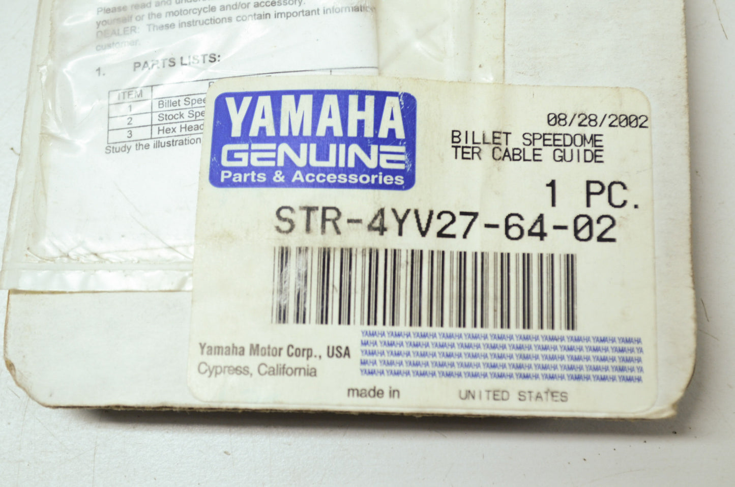 NEW Yamaha Billet Speedometer Cable Guide V Star 650 Custom STR-4YV27-64-02 NOS