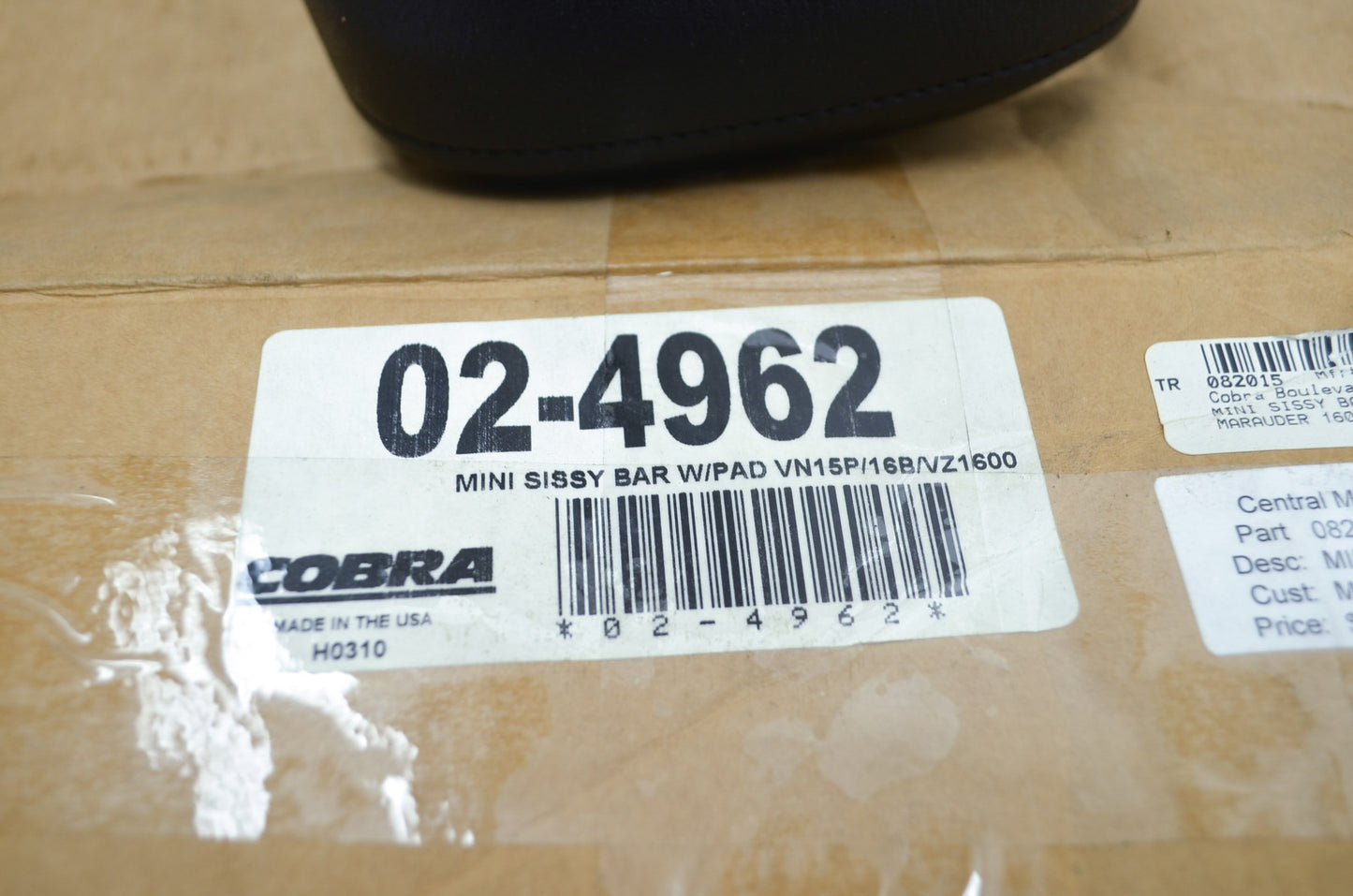 NEW Cobra Mini Sissy Bar & Pad Vulcan Marauder VN1600 VN1500 VZ1600 02-4962 NOS