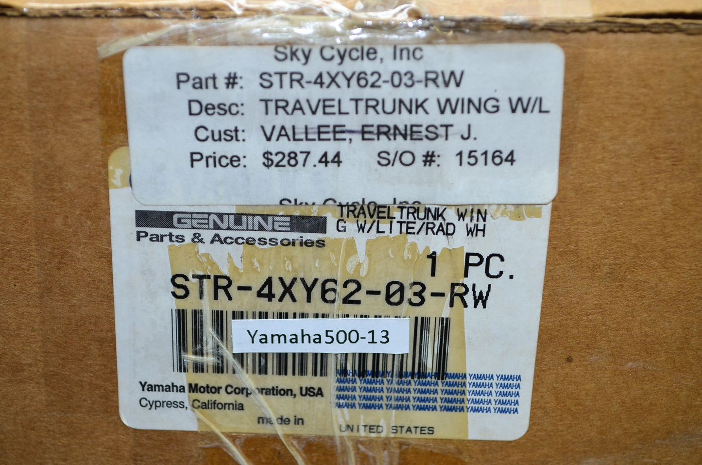 NEW OEM Yamaha Travel Trunk Wing & Lights 1999-2009 Royal Star Venture STR-4XY62
