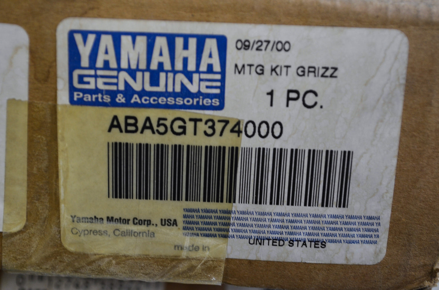NEW Yamaha Plow Mounting Kit 1999-2001 Grizzly ABA-5GT37-40-00 NOS