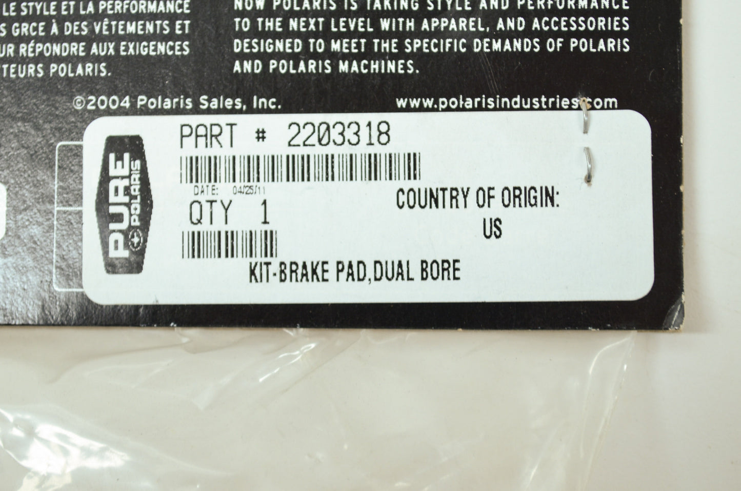 OEM Polaris 2203318 Dual Bore Brake Pad Kit NOS