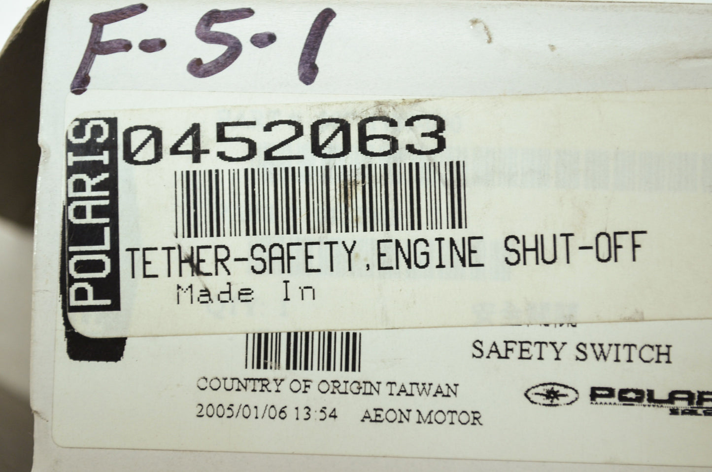 NEW OEM Polaris Tether Safety Switch Engine Shut Off 2005-2006 Predator 50 04520
