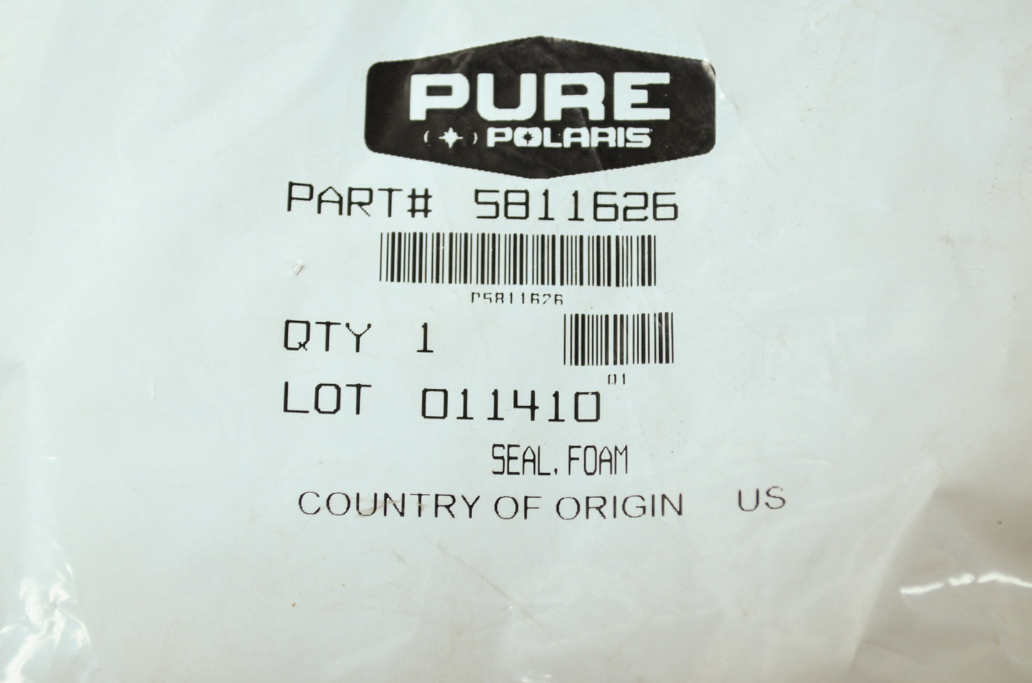 OEM Polaris 5811626 Foam Seal NOS