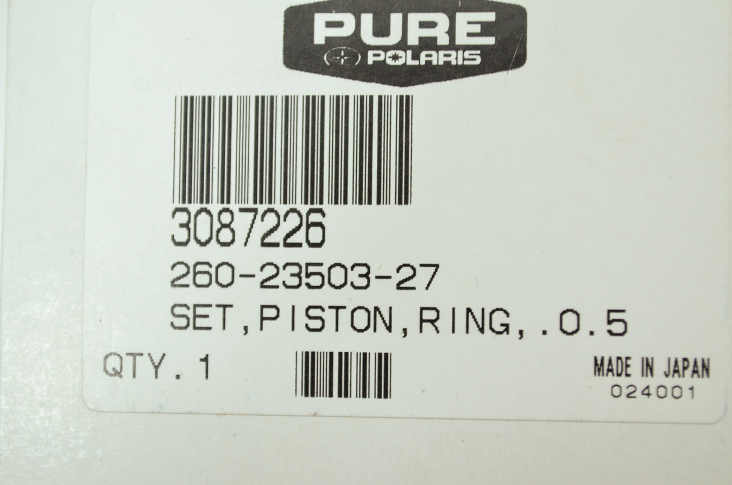 OEM Polaris 3087226 Piston RIng Set .020"/.50MM O/S NOS