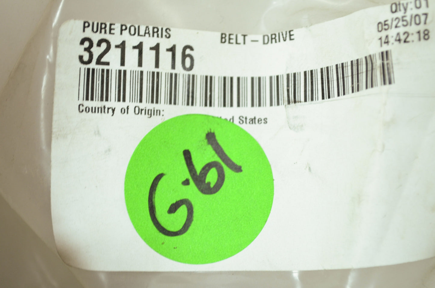 OEM Polaris 3211116 Drive Belt NOS