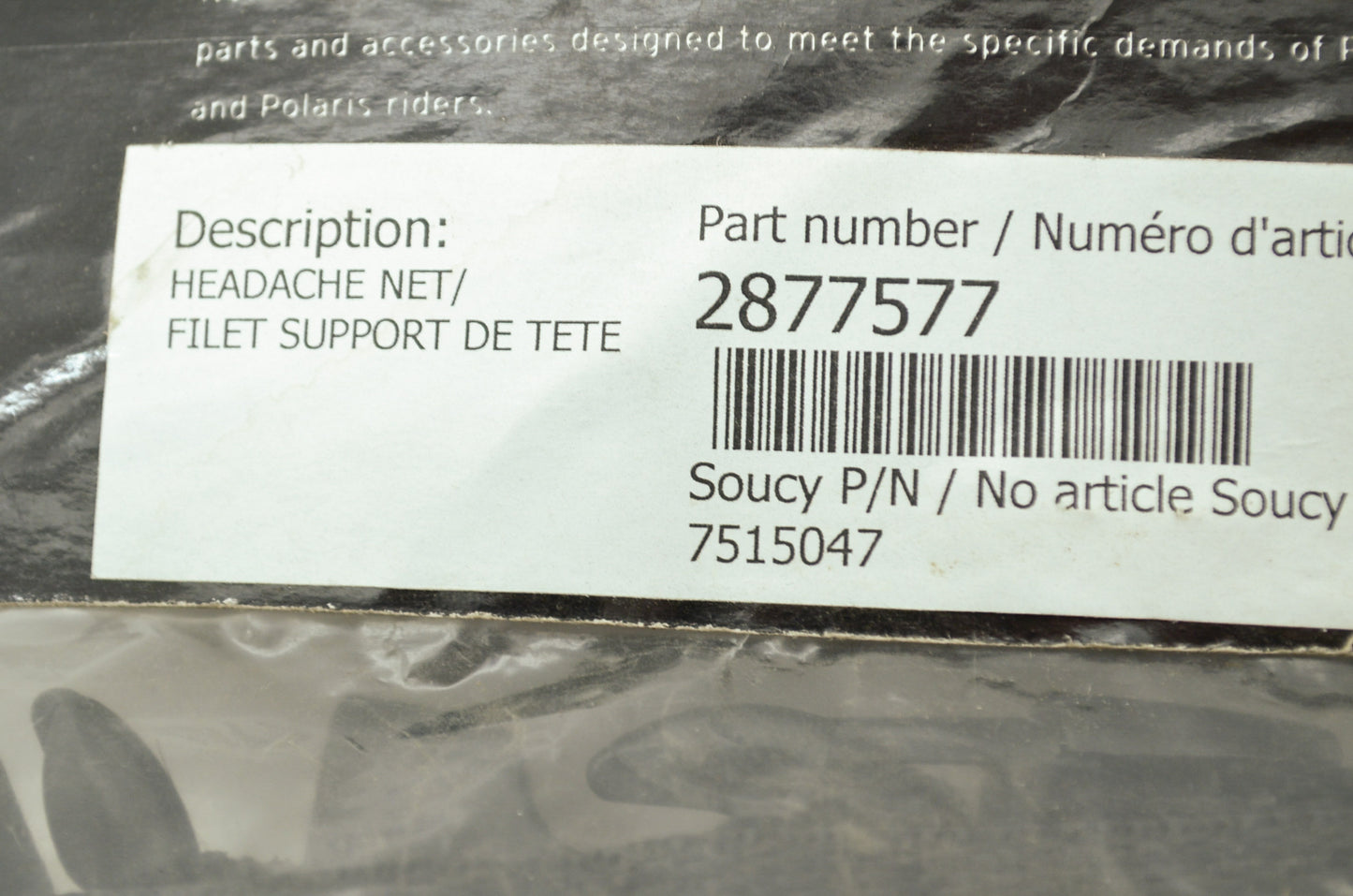 NEW OEM Polaris Headache Rack Net RZR 2877577 NOS
