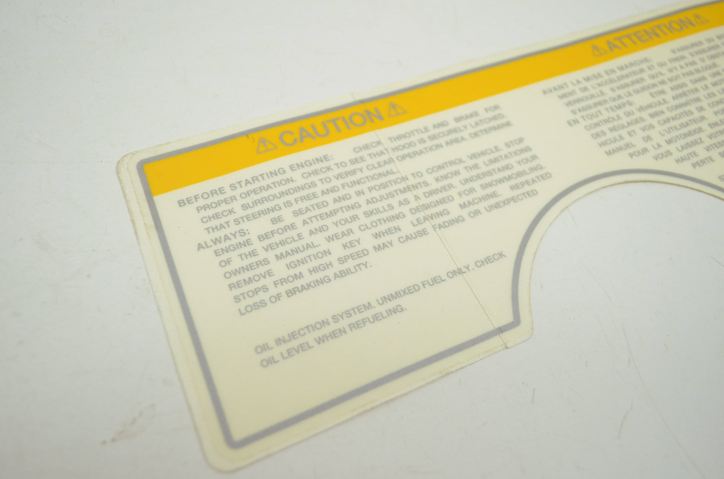 NEW OEM Polaris Dash Warning Decal 400 500 650 SKS Classic SP 7072491 NOS