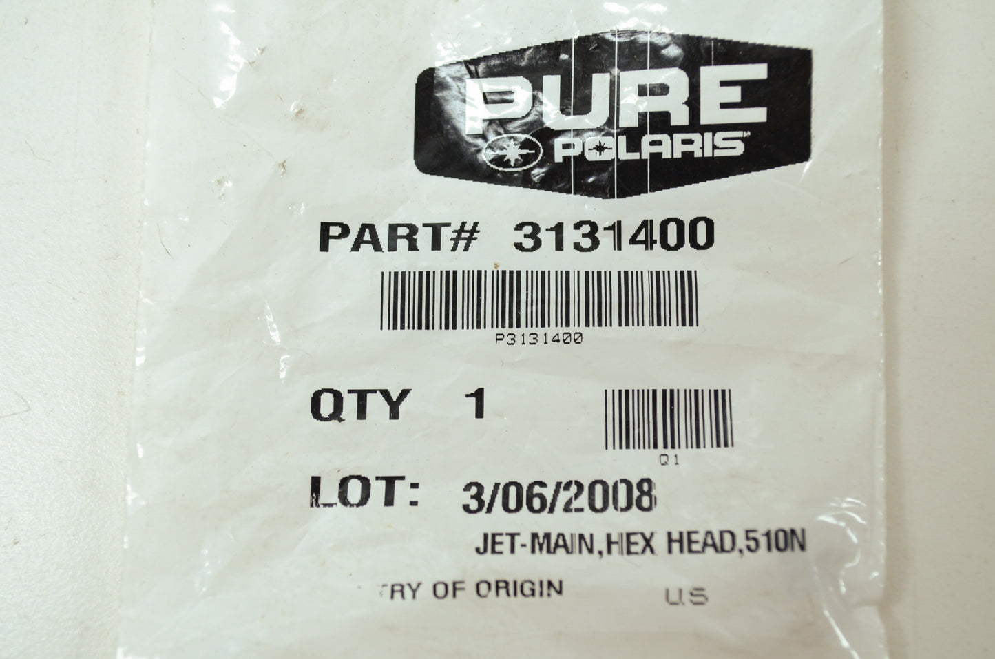 New OEM Polaris 3131400 Hex Head Main Jet 510N NOS