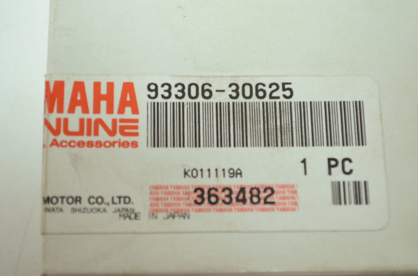 OEM Yamaha 93306-30625-00 Bearing NOS
